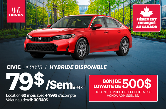 Bannière de Promotion Civic LX 2025